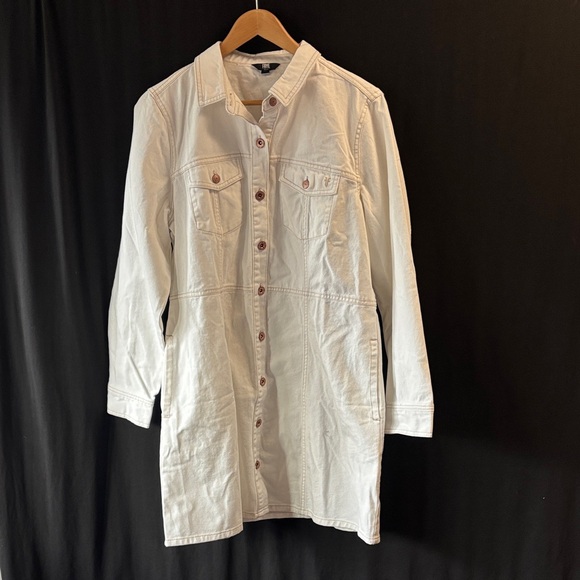 Frye cream Button-Front Dress long sleeve sz XL NWOT - Picture 2 of 9